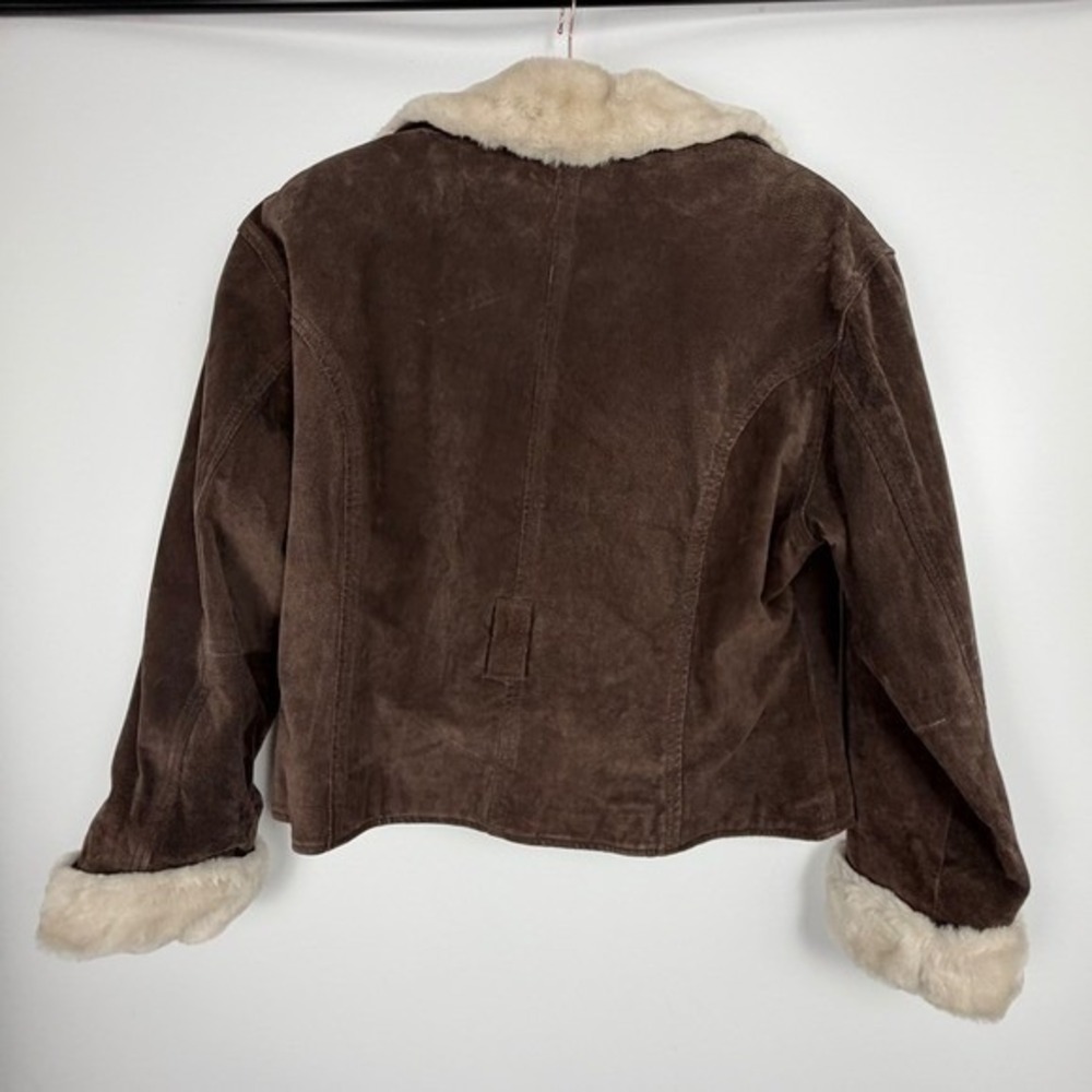 Wilsons Adventure Bound Vintage Brown Suede Shearling Aviator Jacket Large - Picture 8 of 8